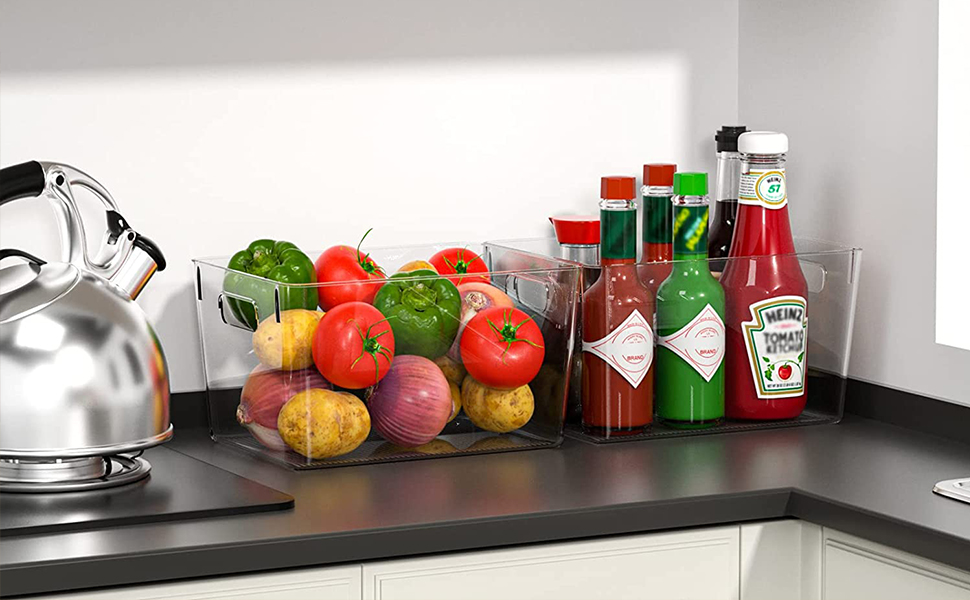 Set of 8 Large Clear Plastic Storage Bins (8L), Storage