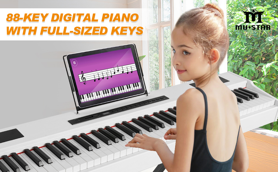 MUSTAR Digital Piano 88 Weighted Keys Hammer Action, Full Size 88 Key