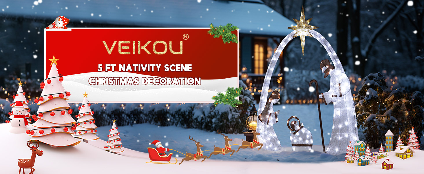 VEIKOU Outdoor Christmas Decorations Lighted Outdoor