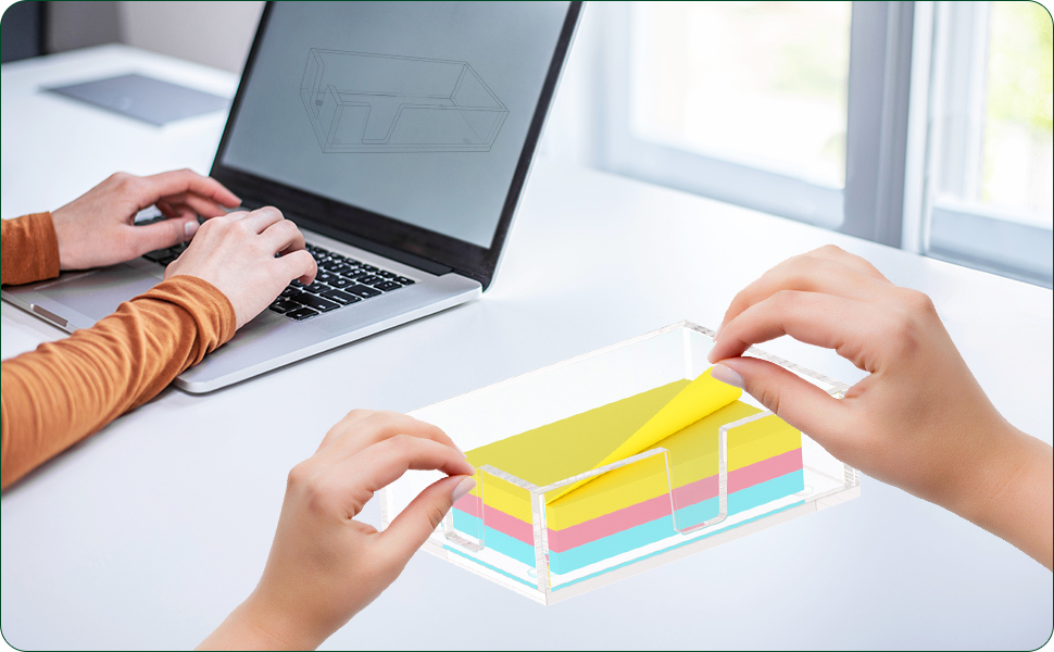BOSSCASA Acrylic Sticky Note Holder, SelfStick Note Pad