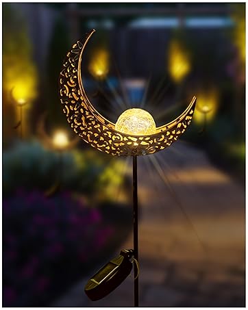 UrbanHaven Outdoor Solar Light Moon and Light Lantern, Garden Resin Ornaments with Solar Post Light | Garden Lights & Gifts with Gift Box 12 Urbanhaven solar garden light