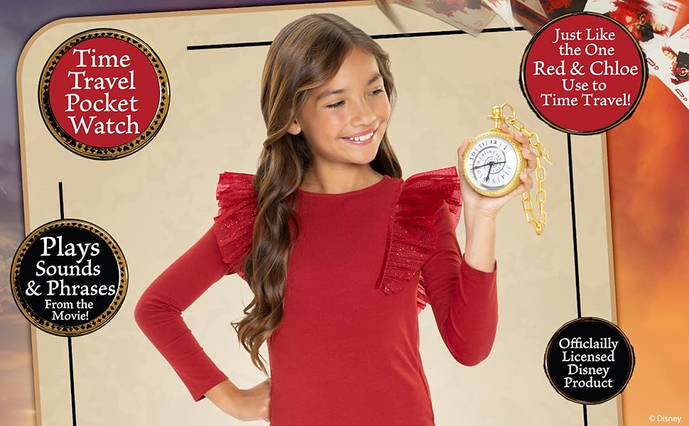Disney Descendants The Rise of Red Time Travel Pocket Watch Lights & Sounds with 10 Movie Phrases