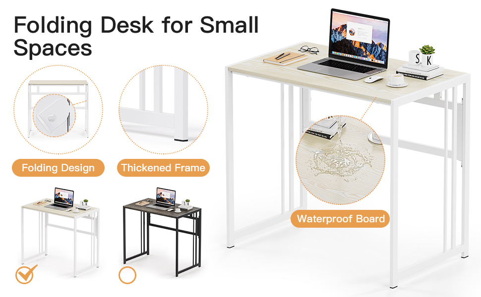 Gezen Folding Desk 32'' Computer Desk No Assembly Required