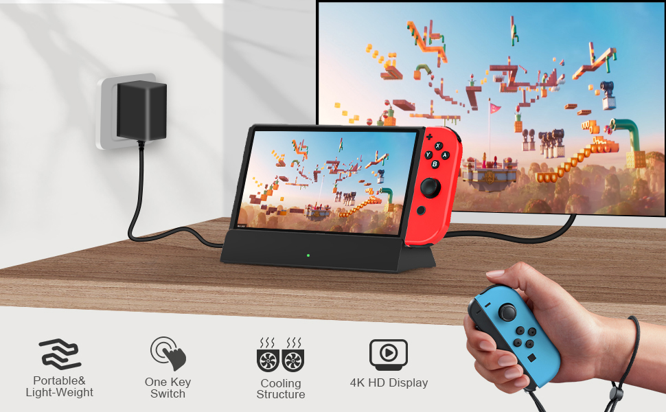 BSSING TV Dock Station for Switch/Switch OLED,Replacement for Official Switch Dock