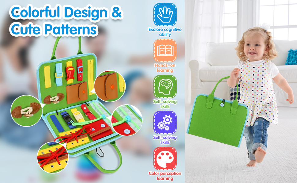 Montessori Busy Board Toy for Toddler, Preschool Learning