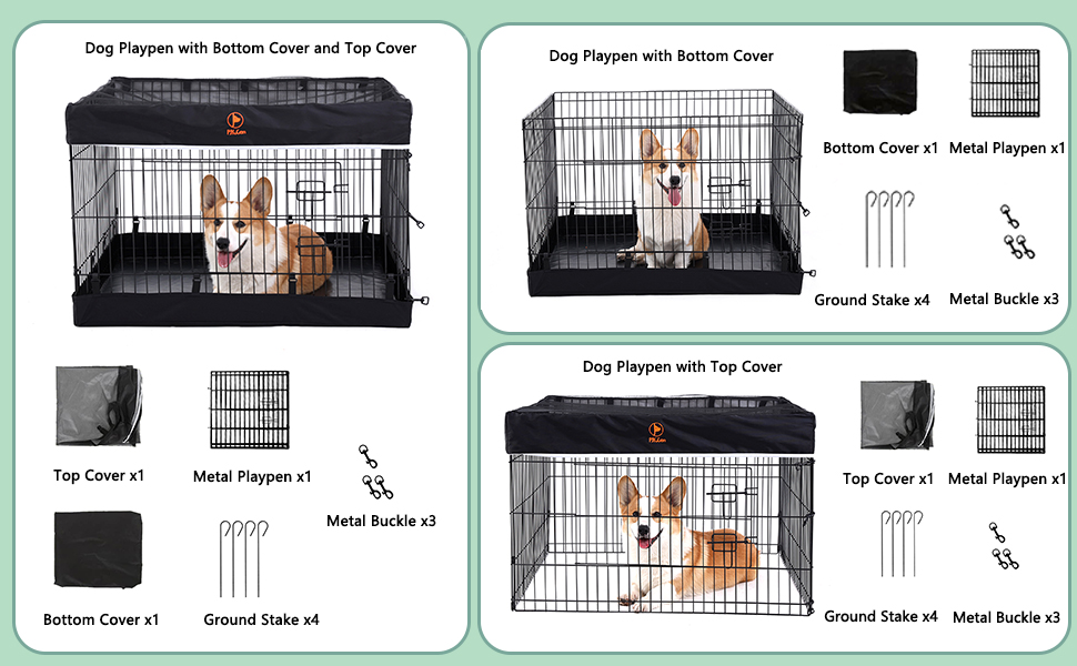 PJYuCien 24” Puppy Playpen, 4Panel Exercise Dog Playpen with Bottom
