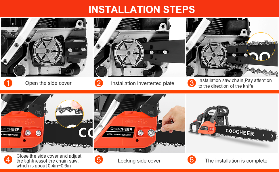 COOCHEER Gas Powered Chainsaws, 62CC 20Inch Chainsaw with