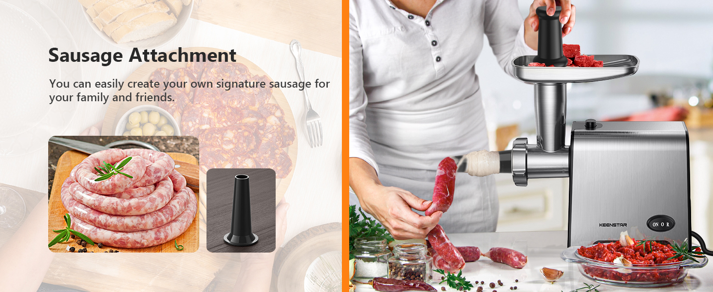 Food Grinder with Blade & 3 Plates, Sausage Stuffer Tubes & Kubbe Kit