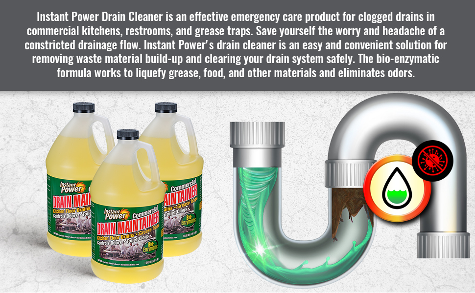 Instant Power Enzyme Drain Cleaner, Drainage Clog Remover