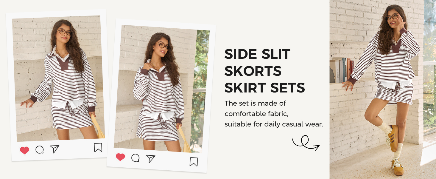Casual Sweatshirt Skirt Set