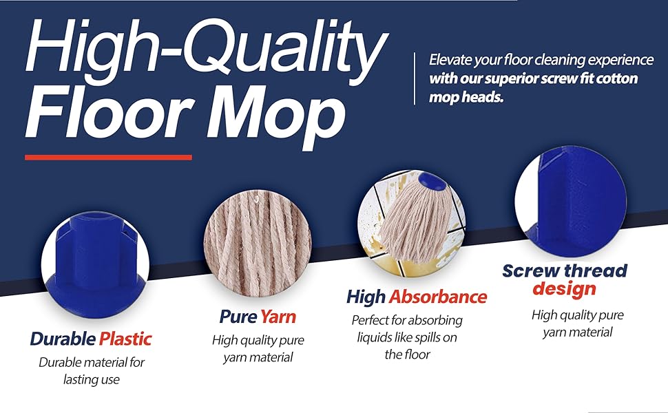 Abbey No.16 Socket Cotton Mop heads Replacement Pack of 5 Super