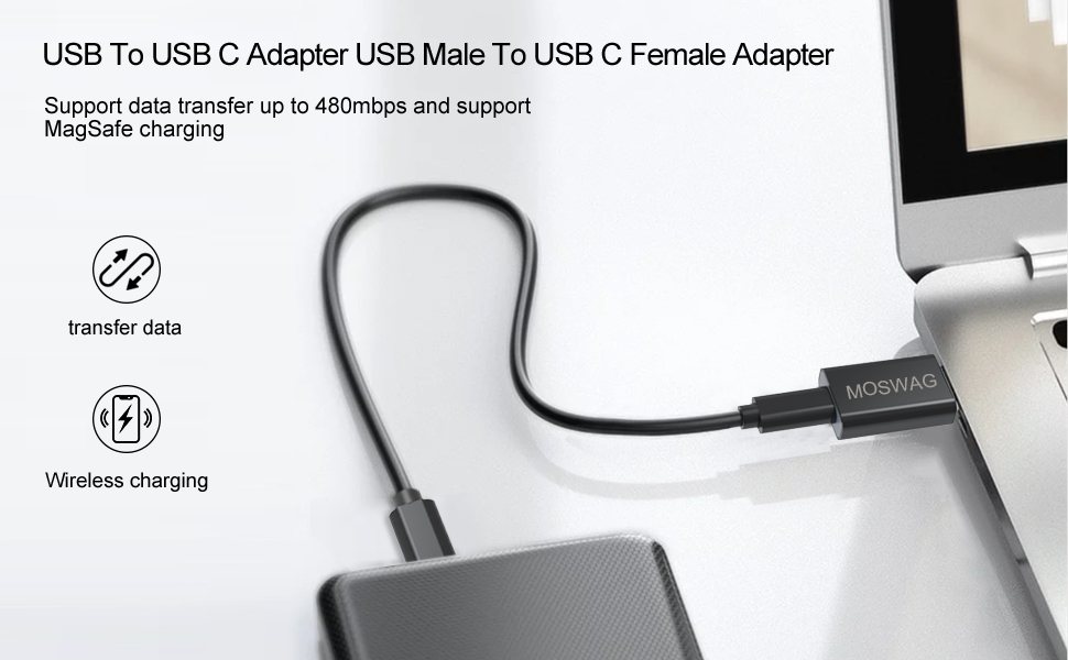 MOSWAG 4 Pack USB Type C to USB Adapter TypeA to TypeC