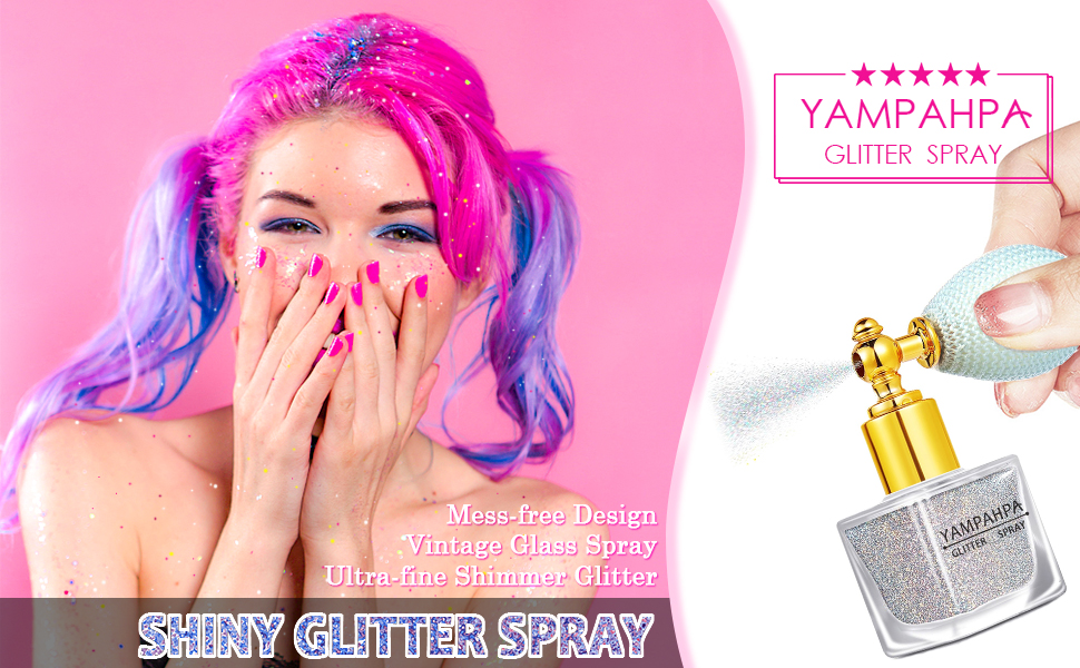 Vintage Body Glitter Spray, Silver Glitter Spray for Hair