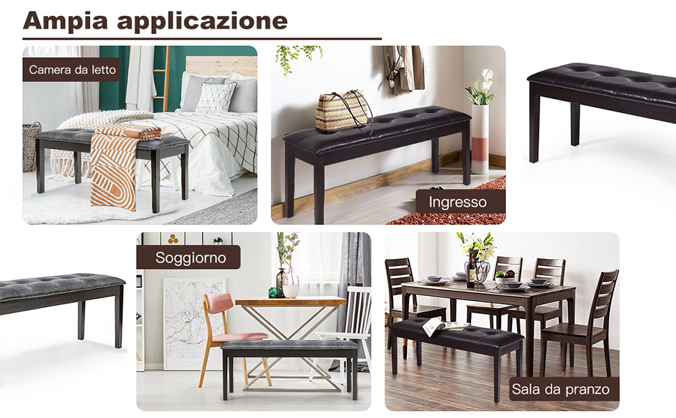 COSTWAY Panca Panchetta Per Pianoforte 2 Posti, In Legno E Similpelle, Stabile E Comodo, 117 X 40 X 50 Cm (Marrone) 11 2