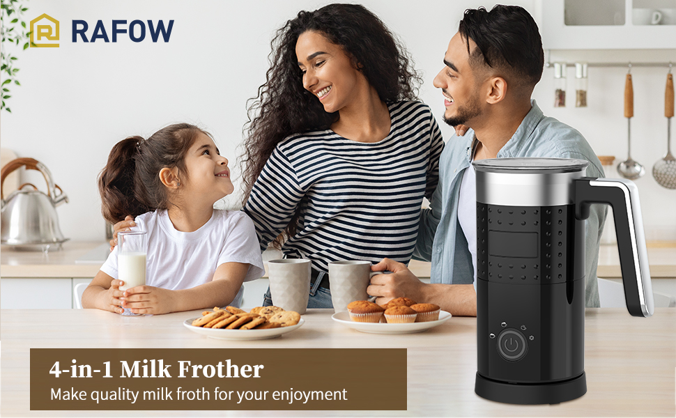 Milk Frother Electric 4 in 1 Automatic Milk Frothers 300ml Large Capacity Milk Steamer Silent