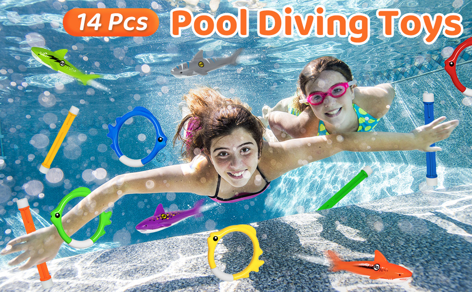 Korlon Tec 14 Pcs Pool Toys for Kids Ages 48, Diving Toys