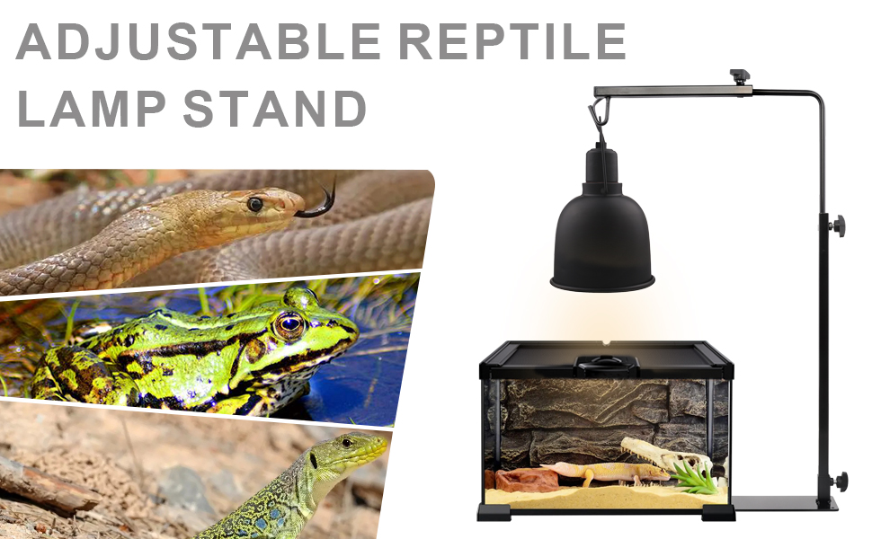 Aiicioo Reptile Lamp Stand Reptile Heat Lamp Fixture Hanger Adjustable Reptile