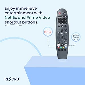 Resorb remote with netflix and primevideo shortcut buttons