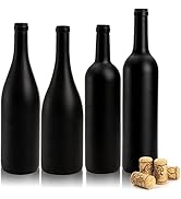 Yesland 4 Pack Empty Wine Bottles - 750ml Black Matte Coated Glass Wine Bottles with Cork Bordeau...