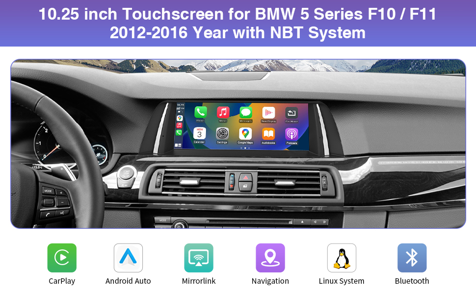 BMW 5シリーズ用 アンドロイドナビ F10 CarPlay 12.3''Car Android 13 GPS CarPlay for BMW 5 Series F10 F11