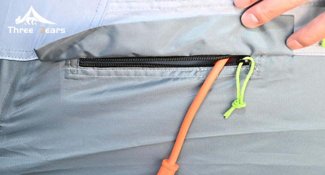 Outdoor camping gear power cord entry