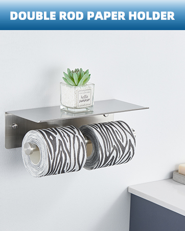 DOUBLE TOILET PAPER HOLDER WITH SHELF