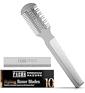 Facón Razor Comb for Hair Cutting - Professional Hair Cutting Comb Kit with 12 Replacement Blades...