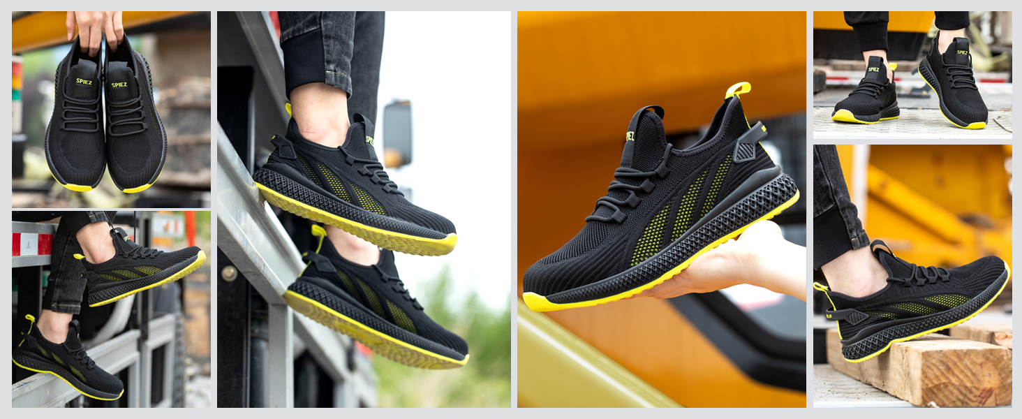 SPIEZ Unisex Safety Trainers with Protective Toe Cap, Puncture Proof Work Shoes for Men and Women, Breathable Safety Sneakers for Work and Daily Wear 26 work trainers for men