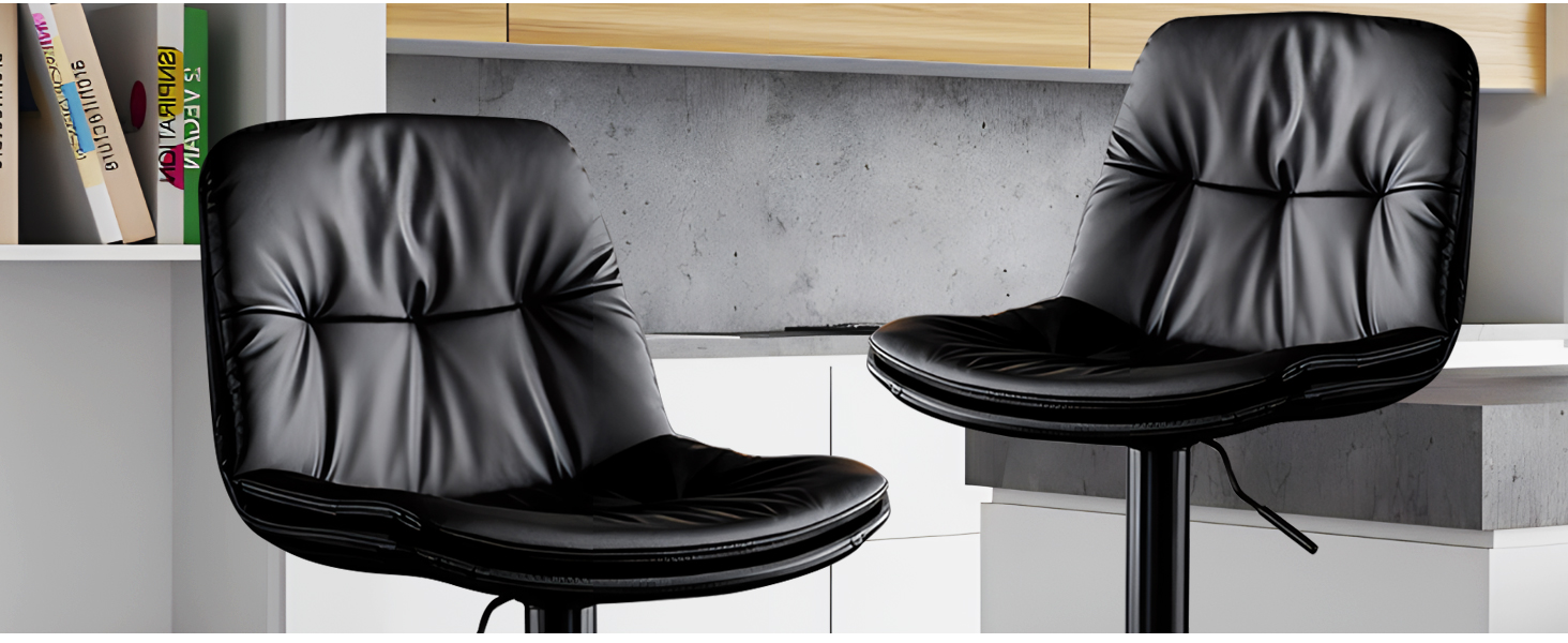 Swivel Bar Stools Set of 2, DoubleLayer Upholstered