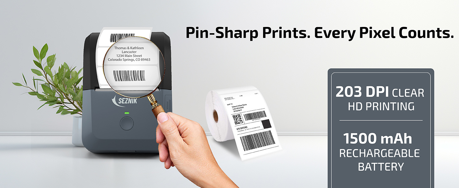 High-quality 203 DPI thermal printing – delivers sharp, clear text and detailed label output