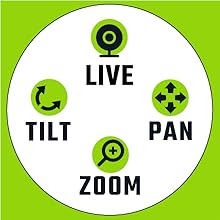 Tactacam Defend 360 camera and app demonstrating live pan, tilt, and zoom control features.