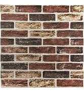 Art3d 10-Pack 52.5 Sq.Ft Faux Brick 3D Wall Panels Peel and Stick in Red Brown, Self Adhesive Wat...