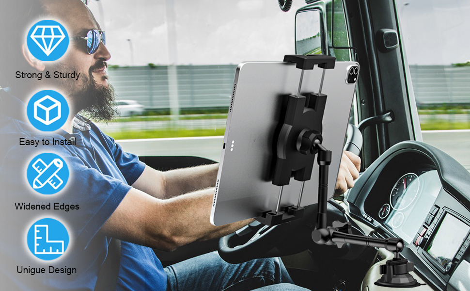 woleyi Car/Truck Tablet Holder for Dashboard Windshield, Vehicle Heavy