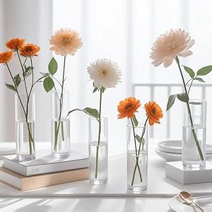 10 Pack Glass Vases, 8 Inch Tall Small C... 14 Glass Vases for Centerpiece