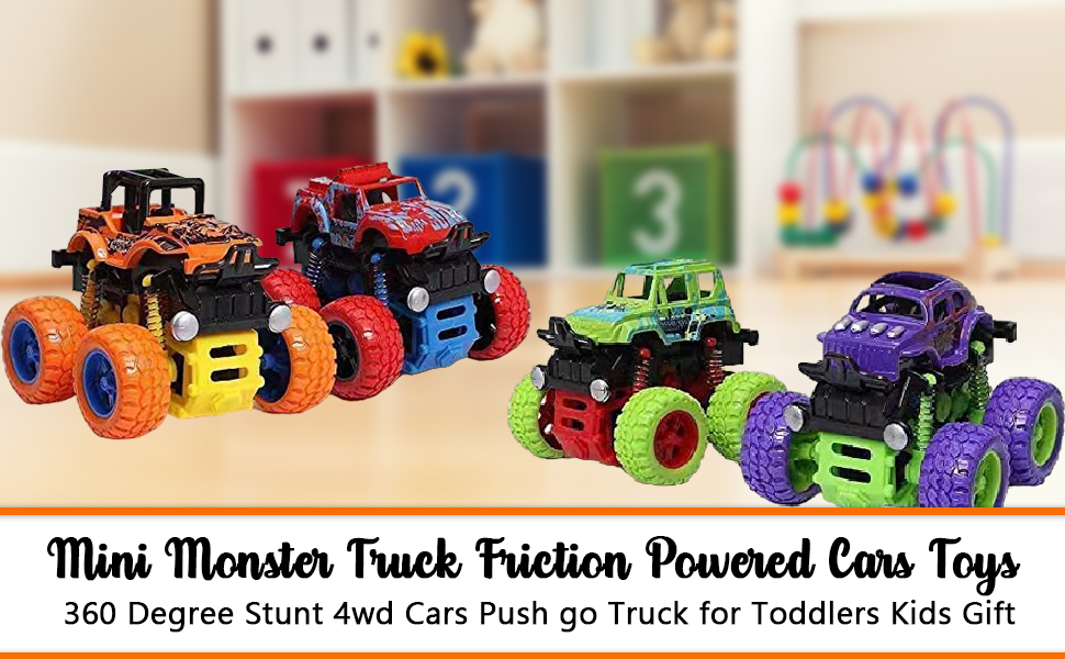 Mini Monster Truck Friction Powered Cars Toys, 360 Degree Stunt,SPN-MX9E8
