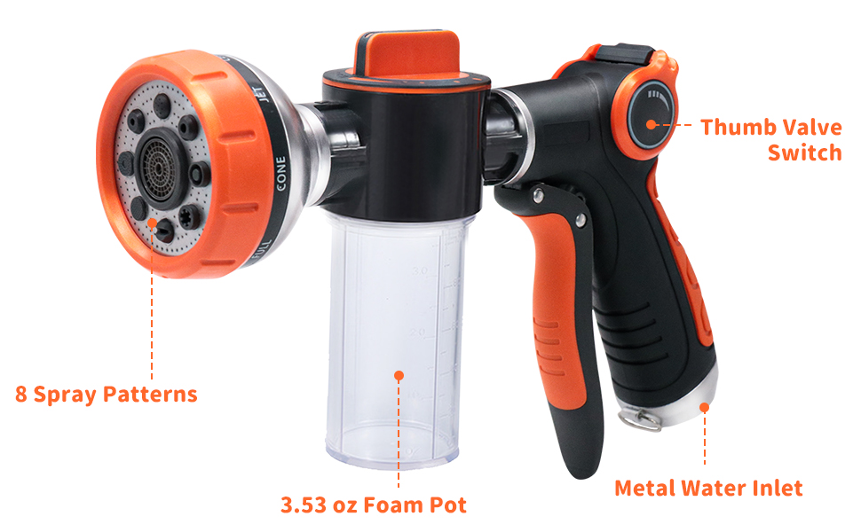 Hongmai Garden Hose Nozzle,8 Patterns Hose Sprayer High