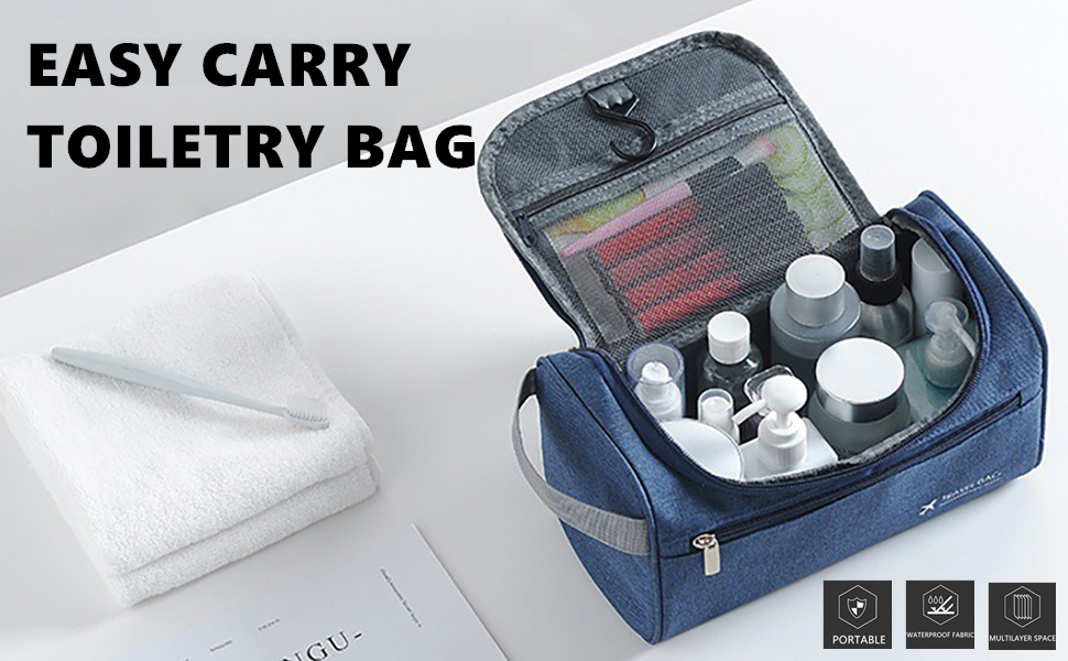 Toiletry Bag for Women and Men, WaterResistant Travel Makeup Bag with