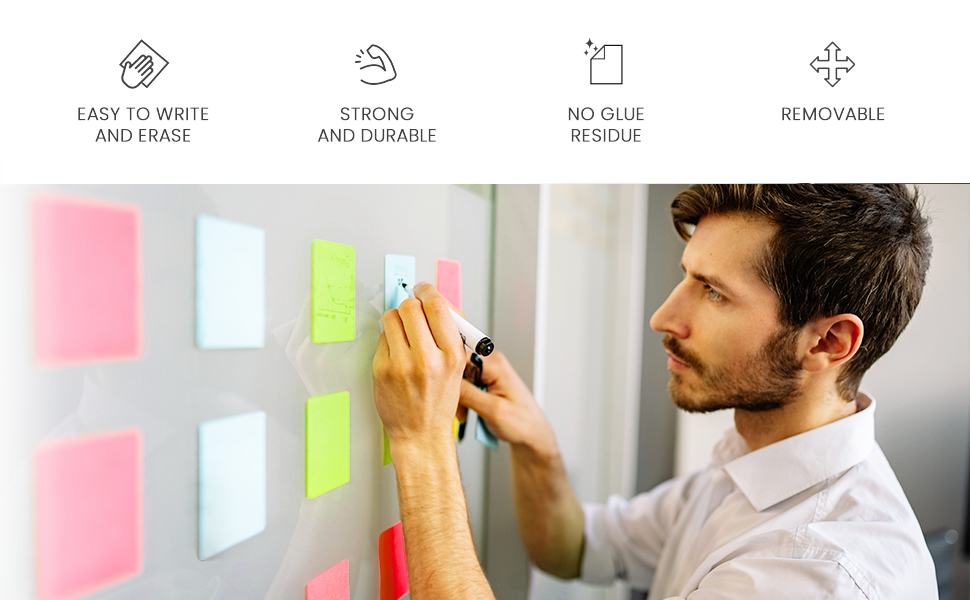 ZCSAME Sticky Notes Dry Erase 6 Colors Reusable