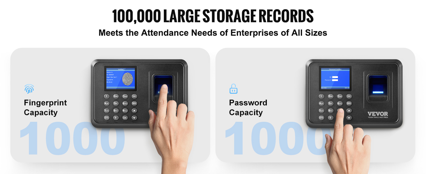 VEVOR Time Clock, Fingerprint Time Clocks for Employees