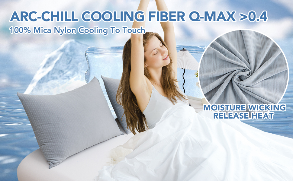 Cooling Pillow Cases 2 Pack, QMax 0.4 Cooling Pillowcases for Hot Sleepers, Cool