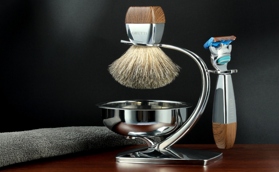 GRUTTI Shaving Brush Set, 4in1 Shaving Brush and Bowl Set Shaving