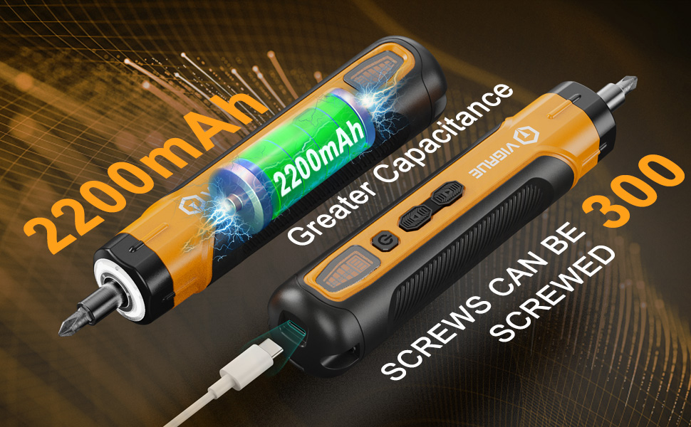 VIGRUE Electric Screwdriver with Display, 2200mAh TypeC Rechargeable Cordless