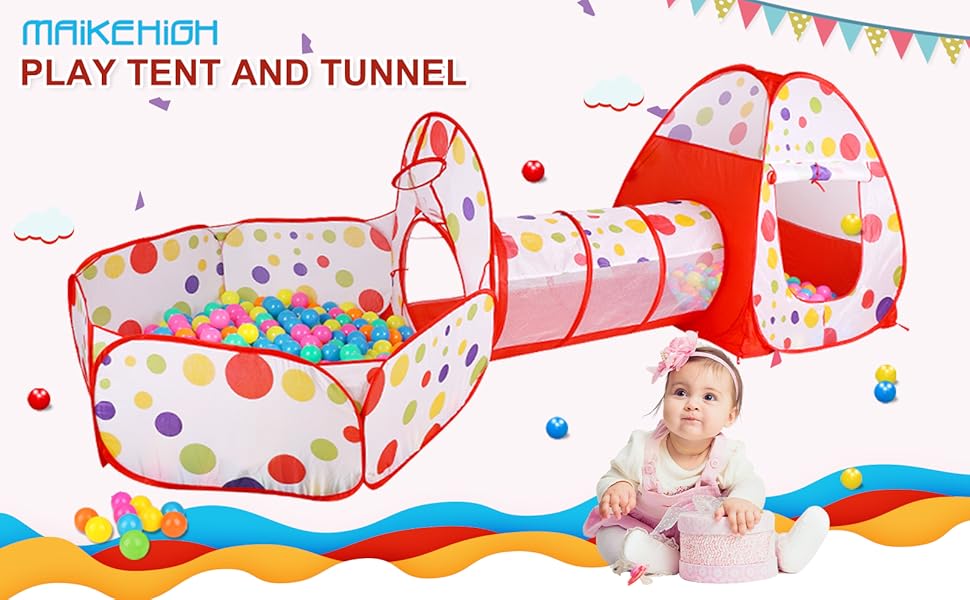 MAIKEHIGH soft play Indoor/Outdoor Play Tunnel and Play Tent CubbyTube