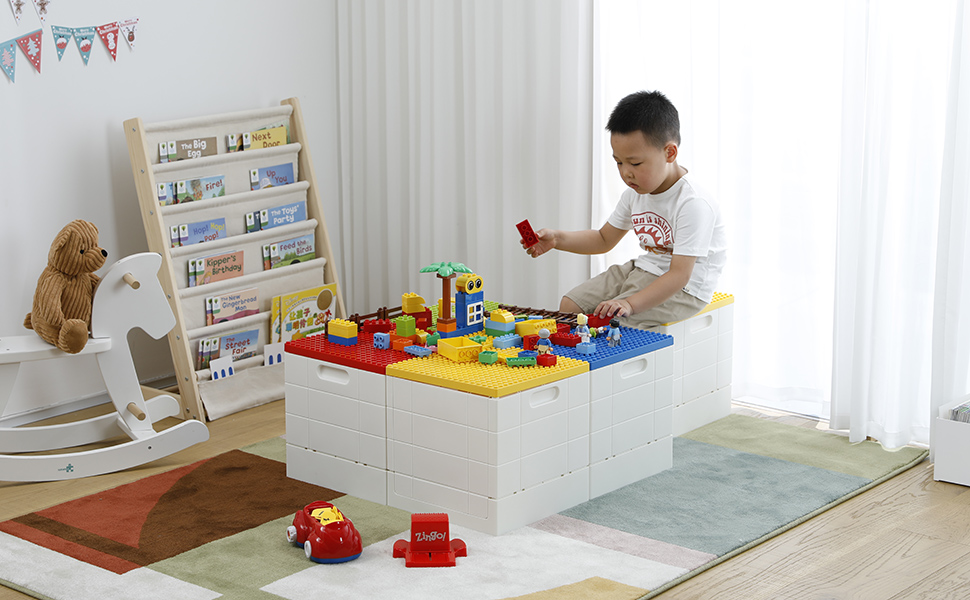 SHIMOYAMA Collapsible Storage Box with Baseplate Lid for Duplo, 25L