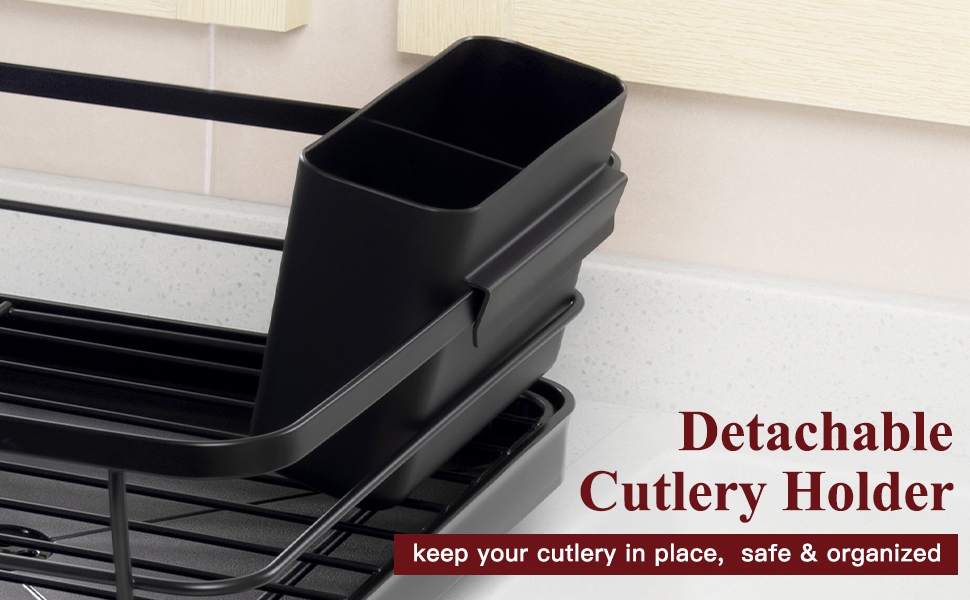 Sakugi Dish Drying Rack Compact Dish Rack for Kitchen Counter with a Cutlery