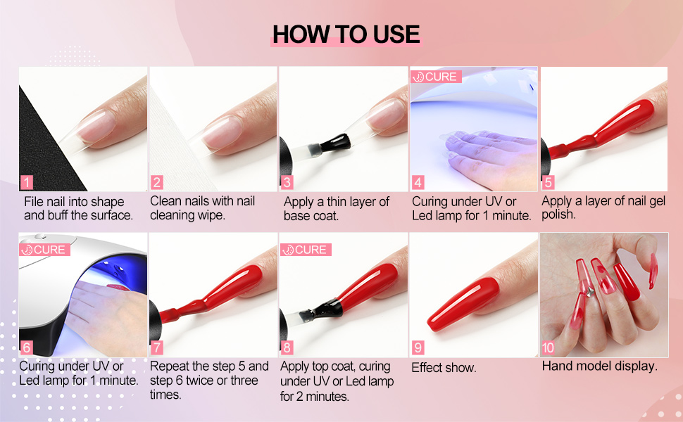 COSCELIA Gel Polish Gel Nail Polish Kit with Nail Lamp 10 Pcs Nail Gel Polishes Soak off Gel