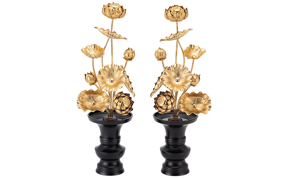 常花　8(仏具、仏壇) 常花 8号9本立て 軽合金 極彩色 1対ーひるた仏具店