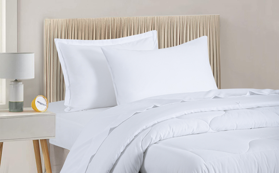 RUIKASI Twin Bed Comforter Set with Sheets 5 Pieces White