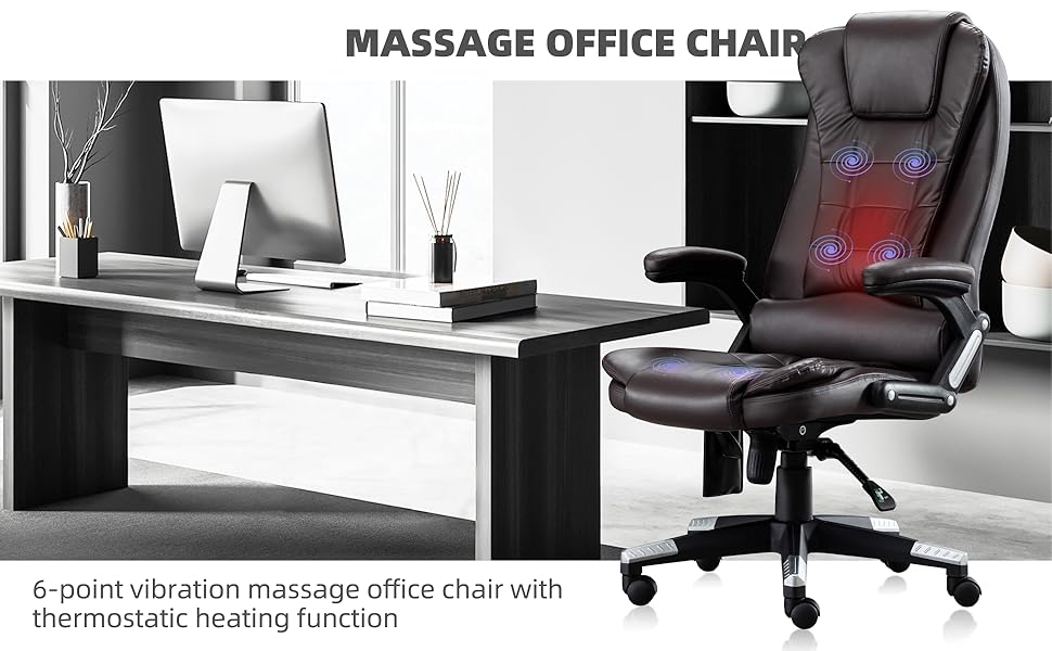 Ergonomic Executive Office Chair, Massage Office Chair with 6Point Vibration and
