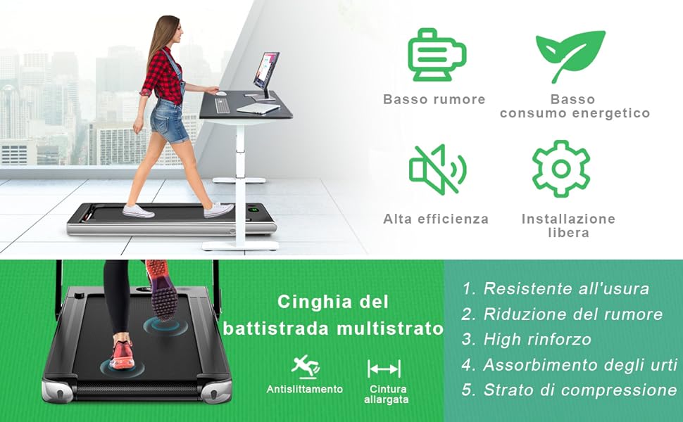 COSTWAY Tapis Roulant Elettrico Pieghevole Salvaspazio, Tapis Roulant Velocità Regolabile 1-12 Km/h, Con Altoparlante, Bluetooth, Telecomando E Schermo LED, Portata 120 Kg (Verde) 13 3